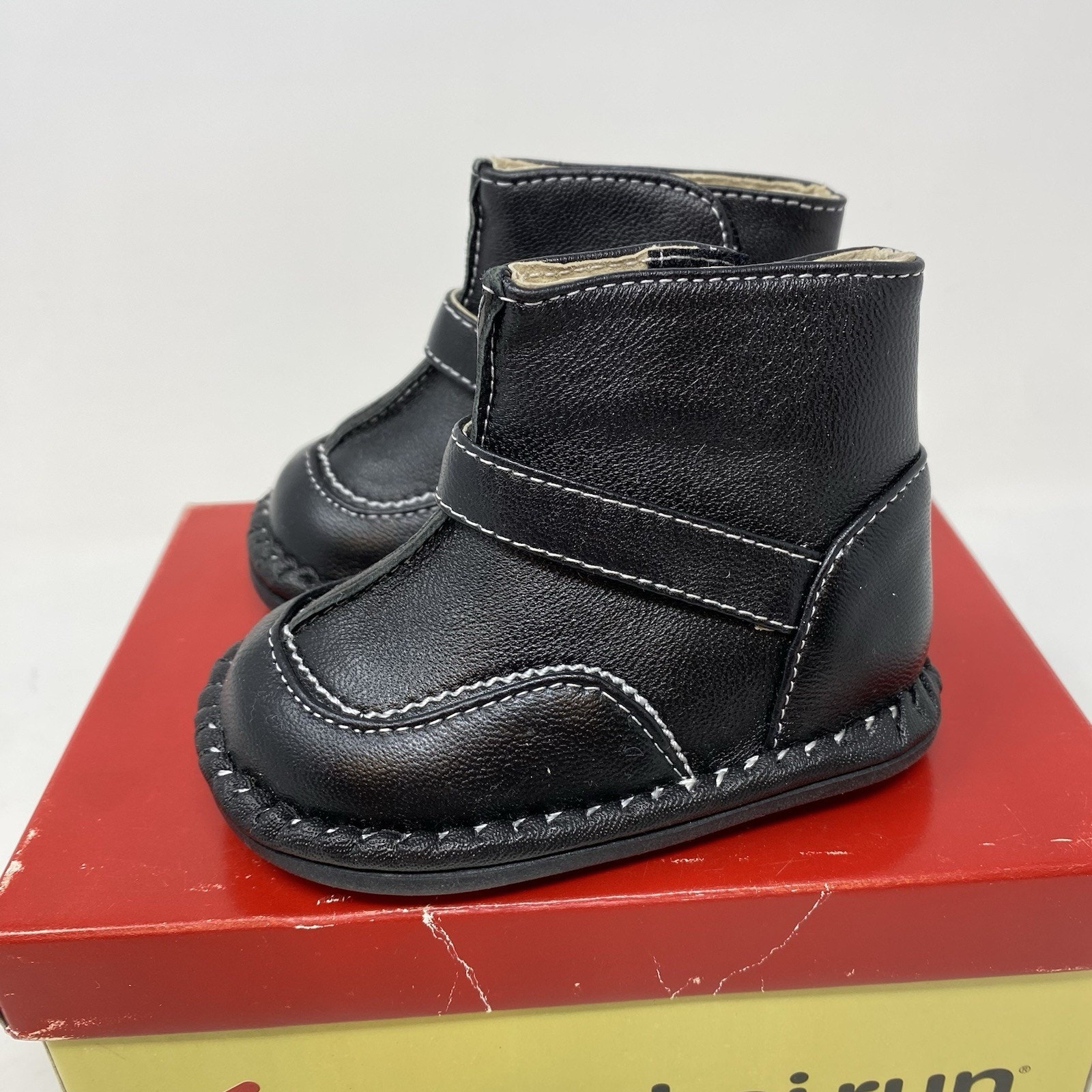 See Kai Run Jannis Leather Boots Baby Sz 3 Black Slip On Hook Loop Adorable New — image 3 of 8
